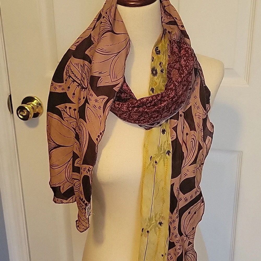 Silk multi media ruffle scarf. Vi tage silk.